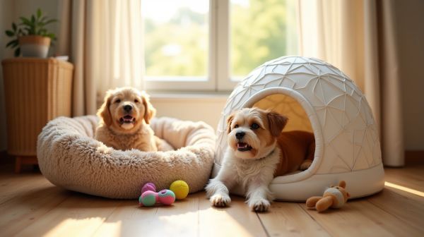 Un couchage confortable pour chien avec un panier igloo